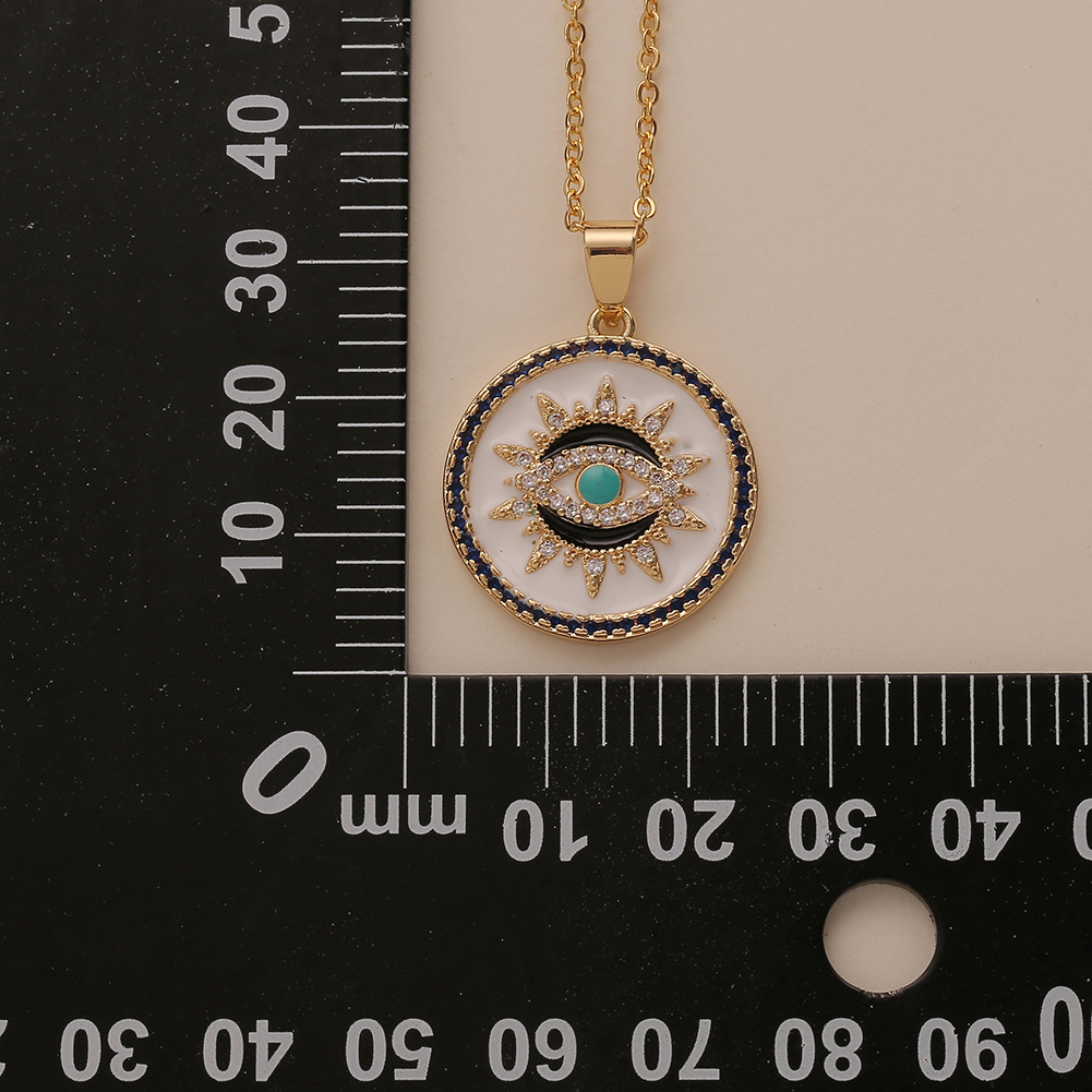 Fashion Geometric Lucky Eye Drop Oil Pendant Necklace Wholesale Nihaojewelry display picture 1