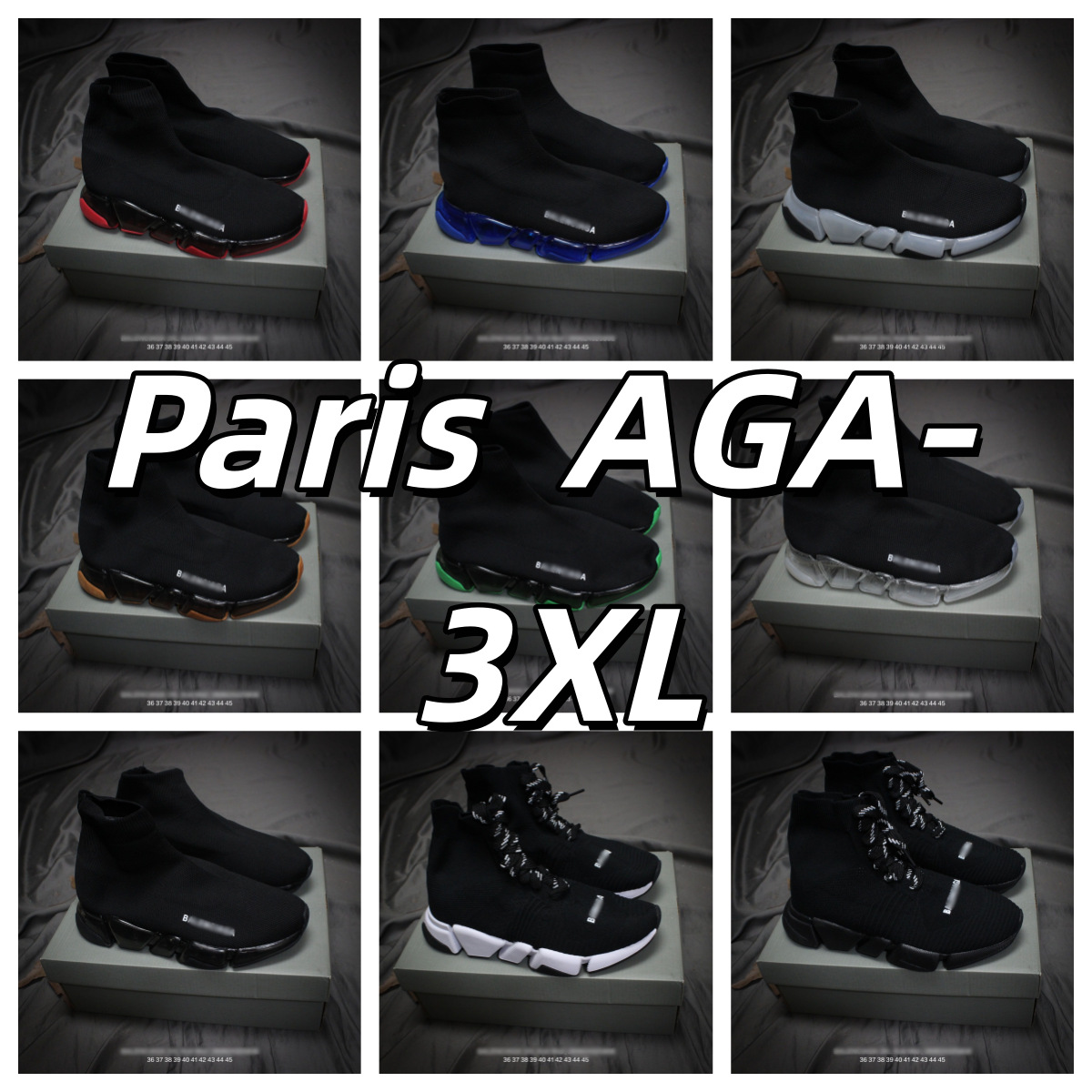Cross-border high-end Paris black casual comfortable sock shoes, unisex sneakers, thick-soled couple shoes, trendy men's shoes