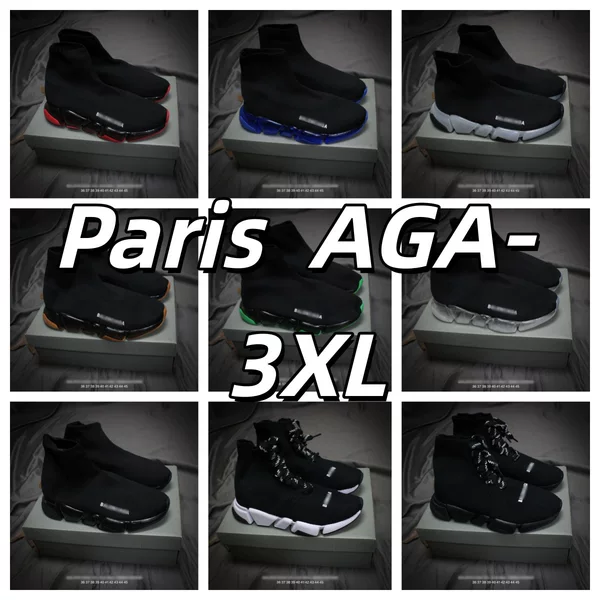 Cross-border high-end Paris black casual comfortable sock shoes, unisex sneakers, thick-soled couple shoes, trendy men's shoes