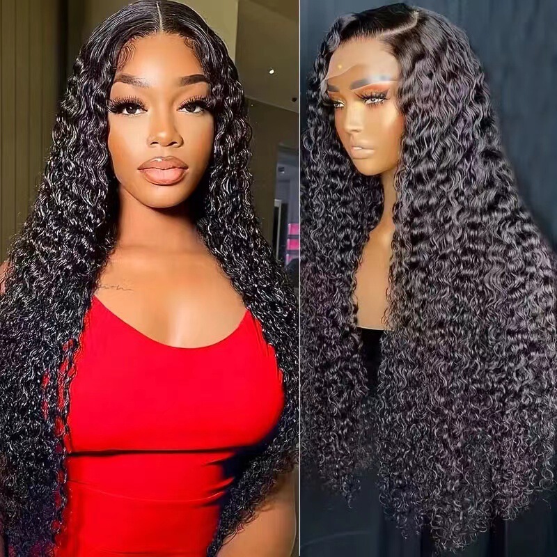 2024 cross-border African small long curly wigs front lace wig chemical fiber headgear fashion natural