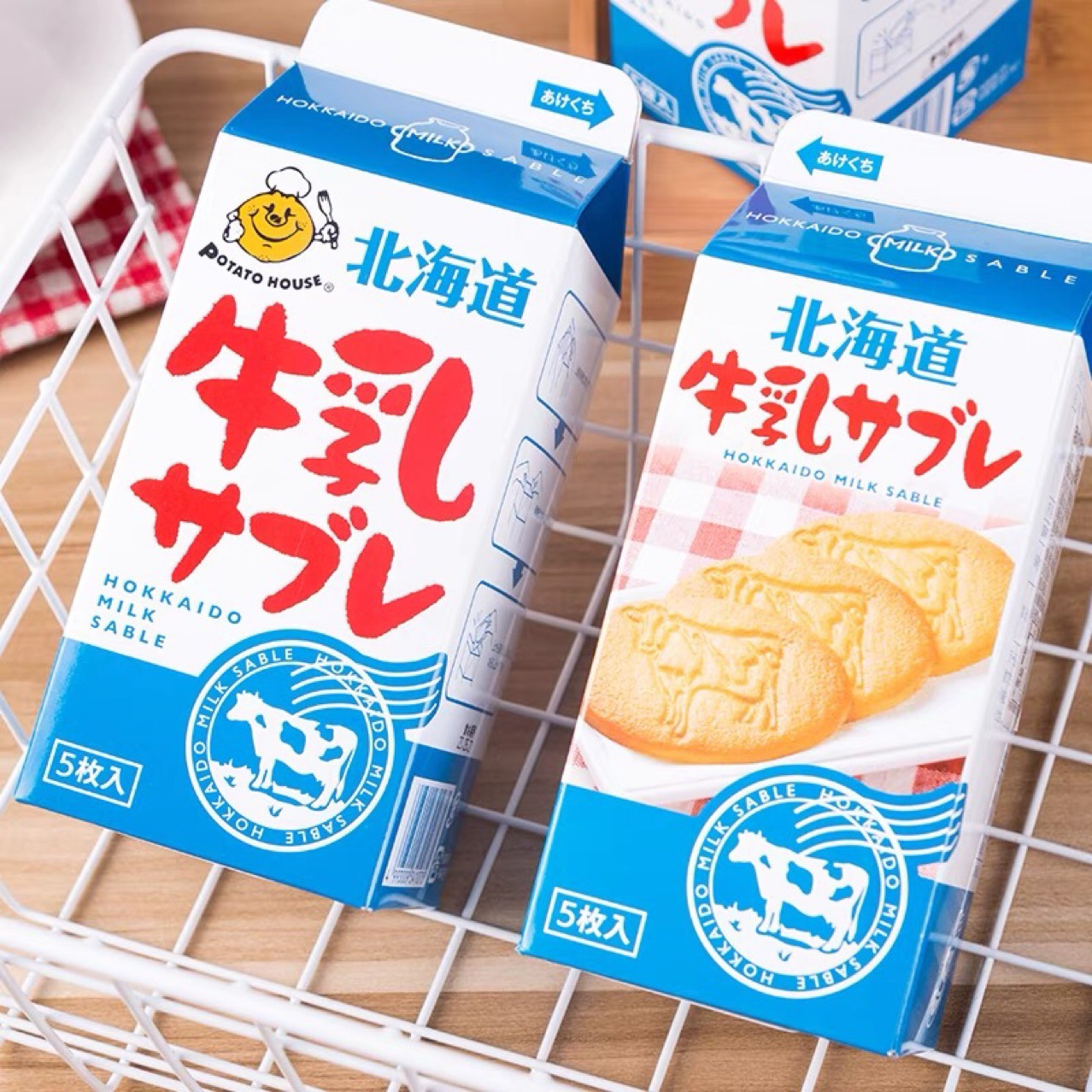 日本原装若狭本铺北海道超纯牛乳饼干5枚入早餐饼点心50g*24盒