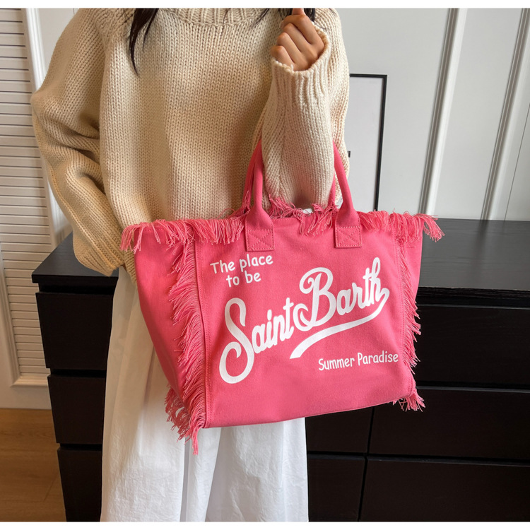 Canvas Material Letter, Color Block Pattern All Seasons Season Women's All Seasons Canvas Letter Color Block Vintage Style Square Magnetic Buckle Canvas Bag Handbag Tote Bag