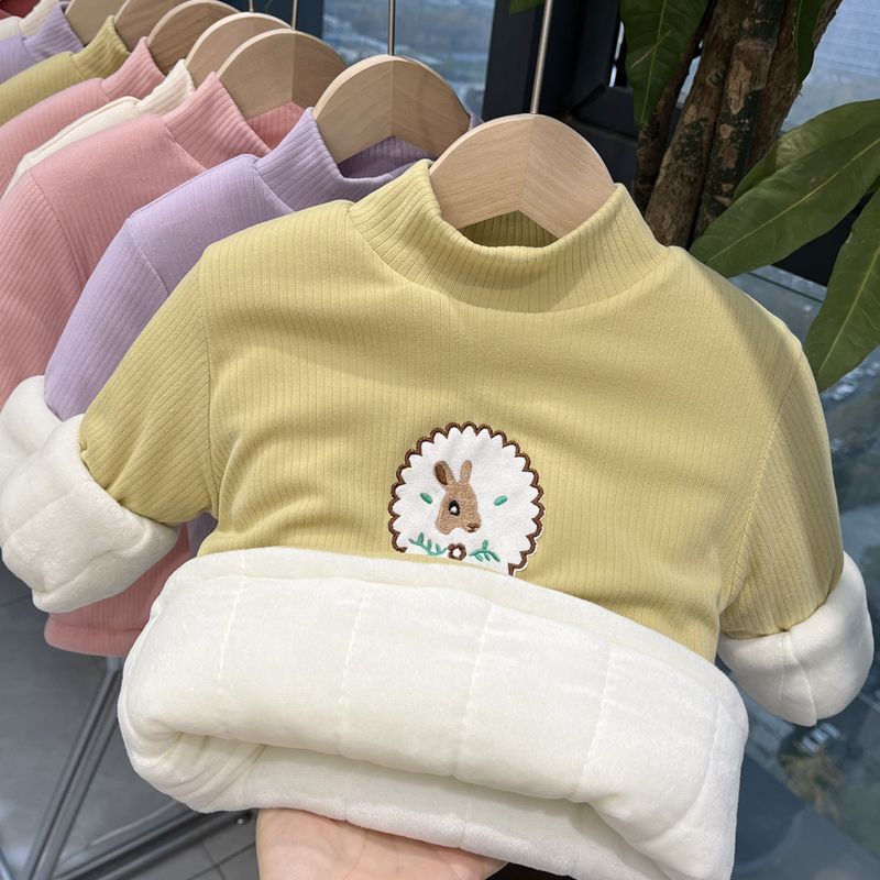 오트밀 옐로우 + 인기 자수 사슴 두꺼운 면 코트