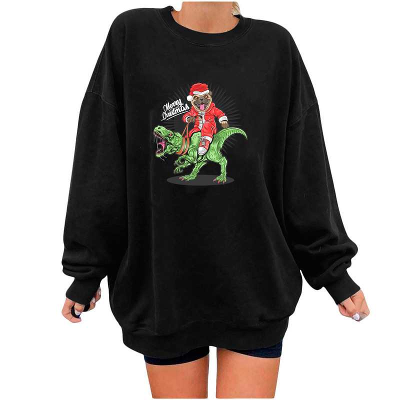 Women's Clothing Christmas holiday hot sale new personalized printing fashion sweatshirt loose large size women's clothing all match_voghion.com