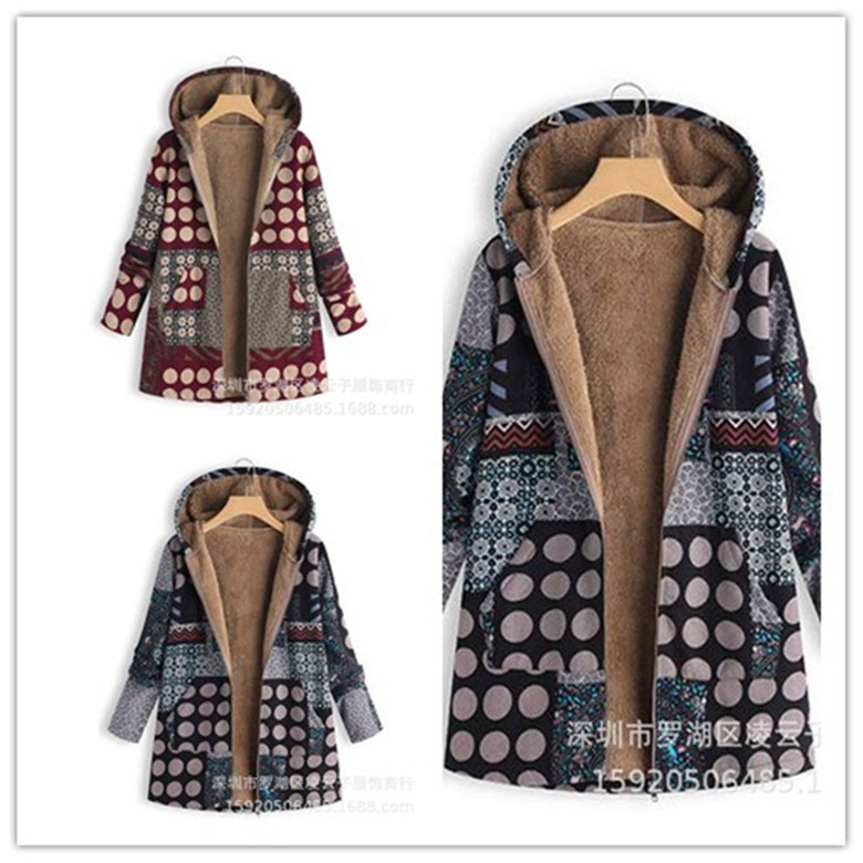 European and American Women's Winter Oversized Fluffy Retro Cotton Linen Zipper Hooded Coat Jacket European and American Women's Winter Oversized Fluffy Retro Cotton Linen Zipper Hooded Coat Jacket