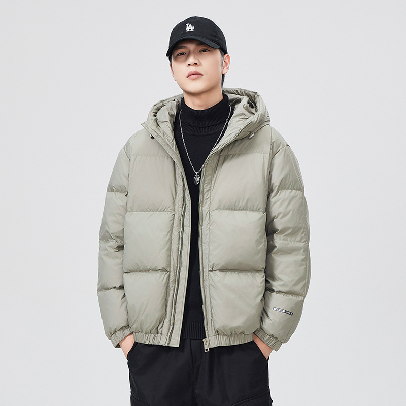 Winter New 90 Duck down High-Fill Fluffy down Jacket for Men, Solid Color Versatile Thickened Puffer Hooded Casual Coat