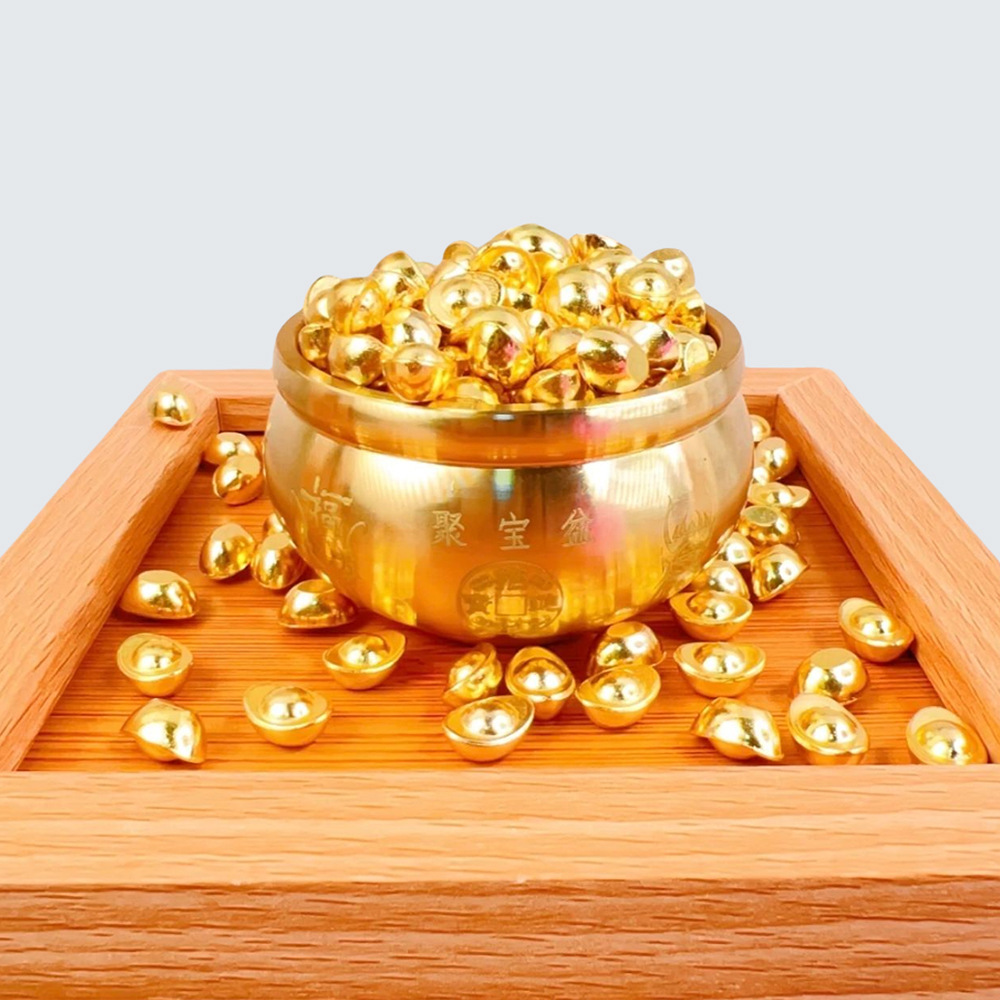 황동괴 금괴와 5황제의 돈으로 부를 끌어들이는 풍요의 뿔 금통 바이푸항아리 바이푸잔 중국 장신구