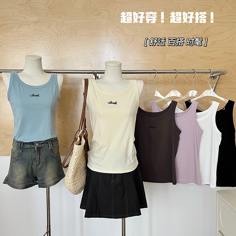 Fuxina Casual Ribbed Knit Camisole for Women, Spring and Summer, Loose Sleeveless Outerwear Top