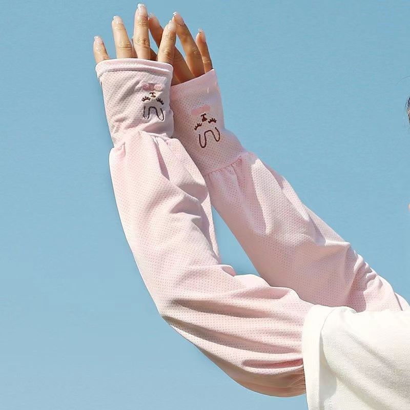 Sun protection sleeves for women, summer loose UV protection arm sleeves for outdoor cycling, men's driving ice silk sporty cute ice sleeves