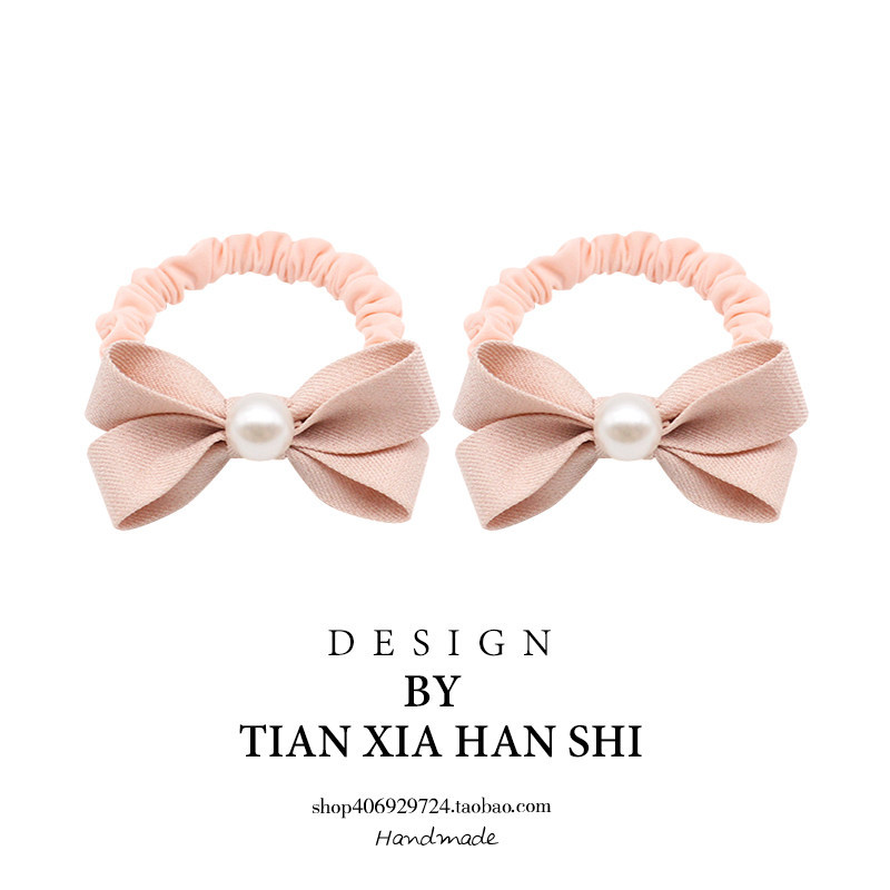 Korean children's pearl bow hair tie for girls, princess hairband, non-damaging high-elasticity hair accessory