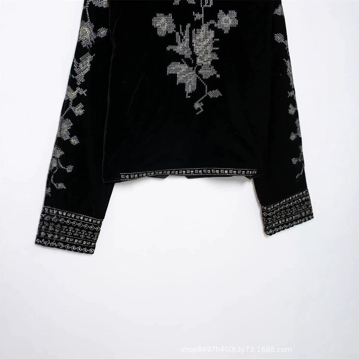 Бархатный жакет с бисером и каменной инкрустацией, вышивка, европейский стиль, для импорта