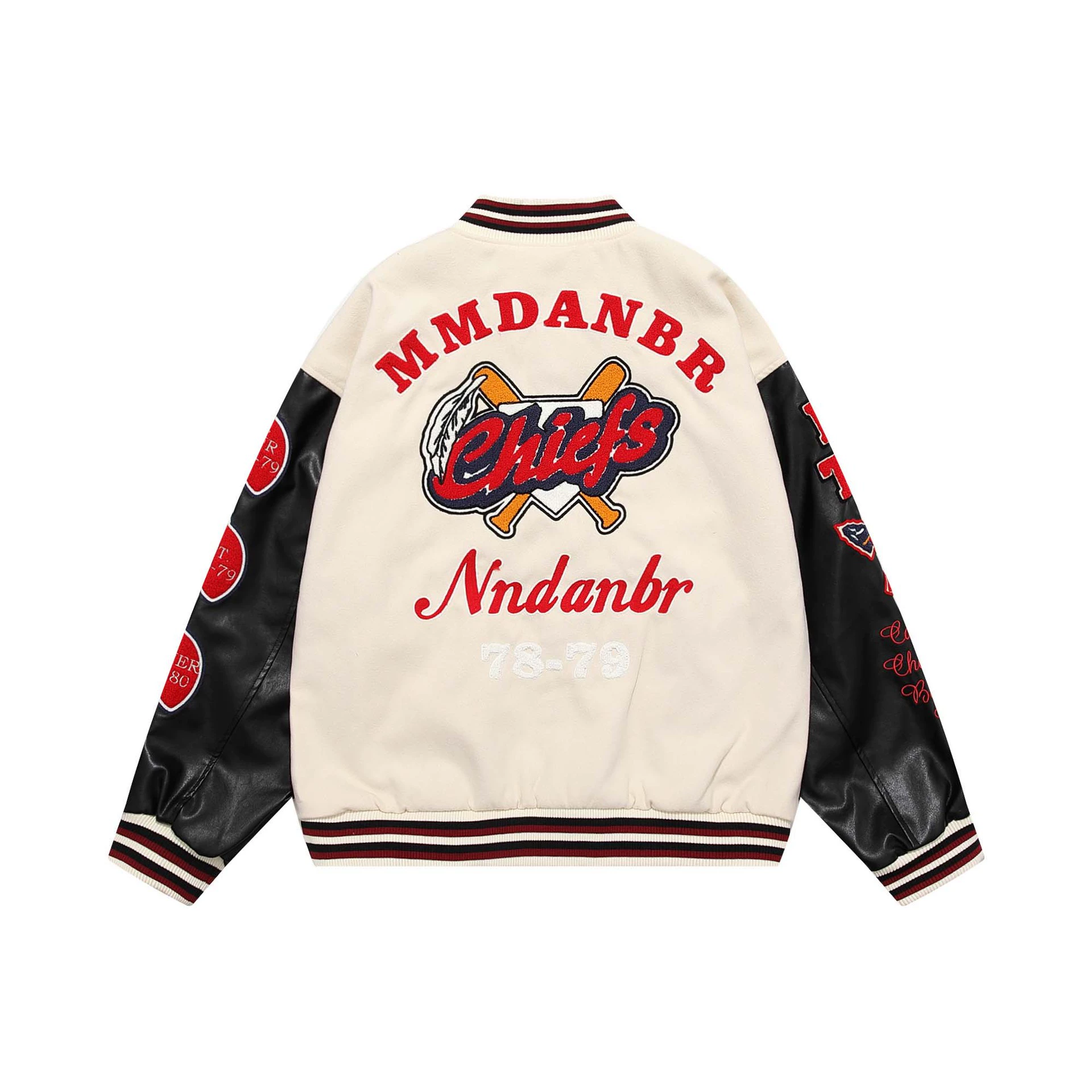 Polyurethane baseball uniform for men and women, jacket for leisure, American style, with embroidery, oversize