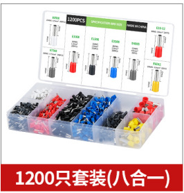 Terminales de Cableado Tipo Tubo VE Europeos Prensados en Frío, 1200 Piezas, Alicates de Engarzado HSC8 6-4A, Juego Combinado de Alicates de Engarzado