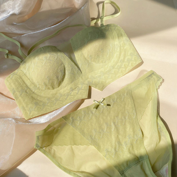 Cristal de encaje francés ropa interior las mujeres ligero cómodo transpirable sexy Correa hombro sujetador traje 6855