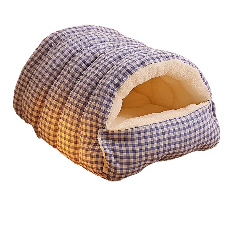 Panier fermé pour animaux de compagnie (chats et chiens) - Chaleur et sécurité en hiver - Style grotte confortable - Idéal pour les petites races_voghion.com