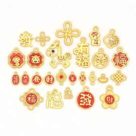 diy饰品沙金滴油小马中国结招财纳福發財车挂耳饰服饰手作配件