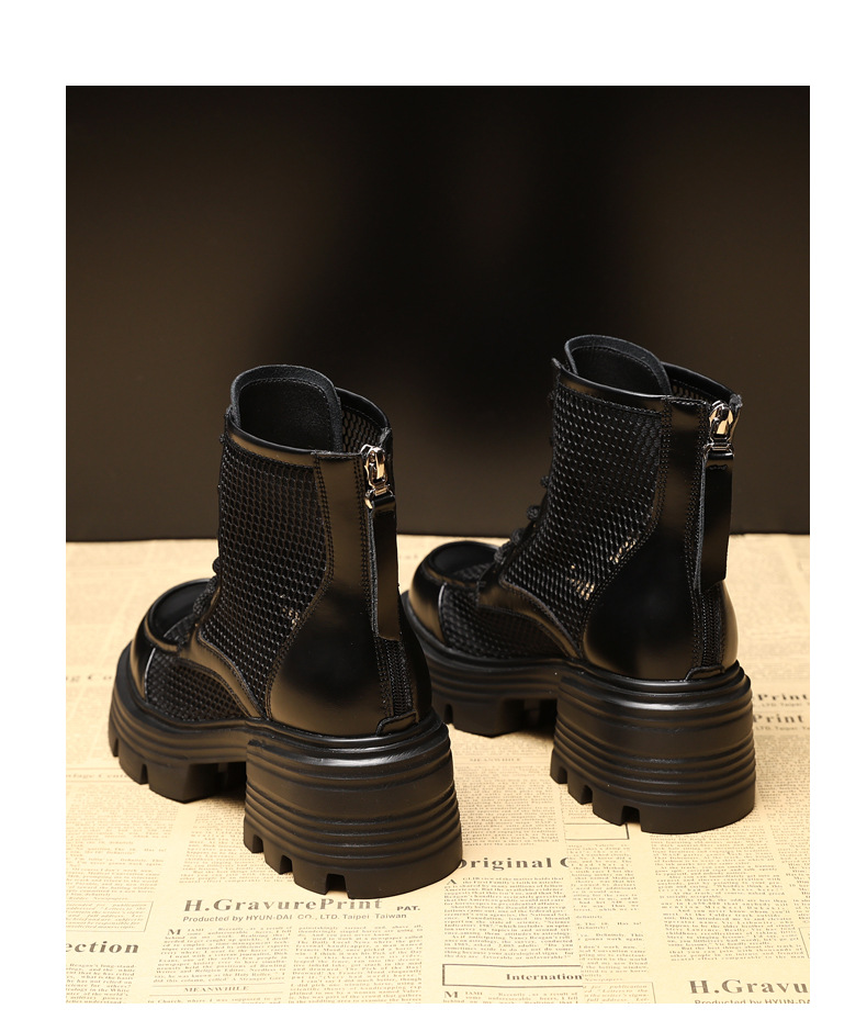 Boot martin nữ đục lỗ đế dày gót thô ML5988-1 — Màu be, Màu đen chi tiết 15