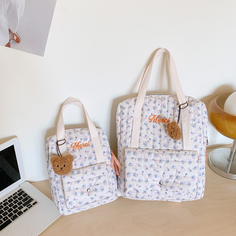 Mochila de flores frescas para niños y niñas, jardín de infantes, mochila para bebés, lindos osos, mochila para padres e hijos