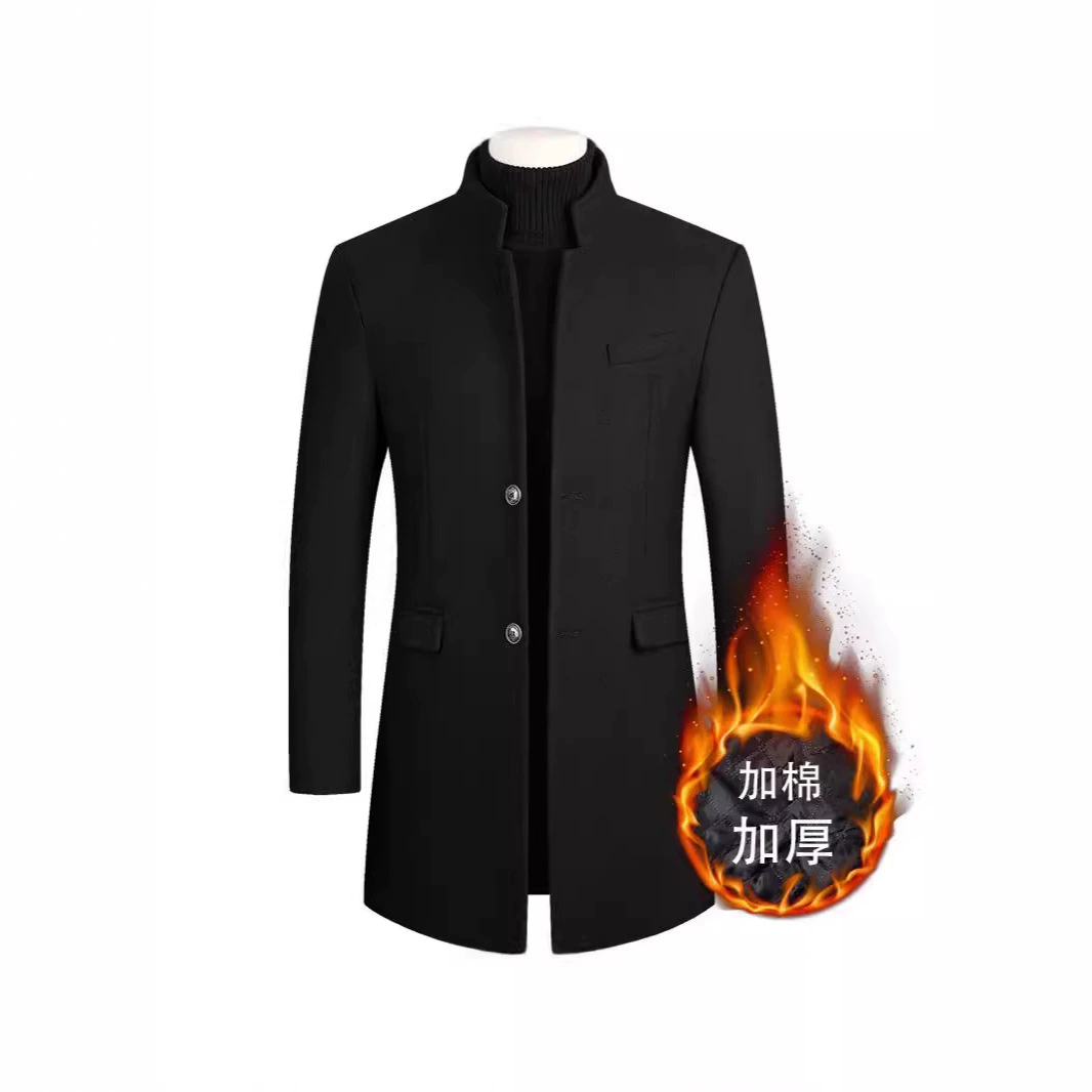 Мужское шерстяное пальто в европейском и американском стиле, средней длины, утепленное, утолщенное, оверсайз.