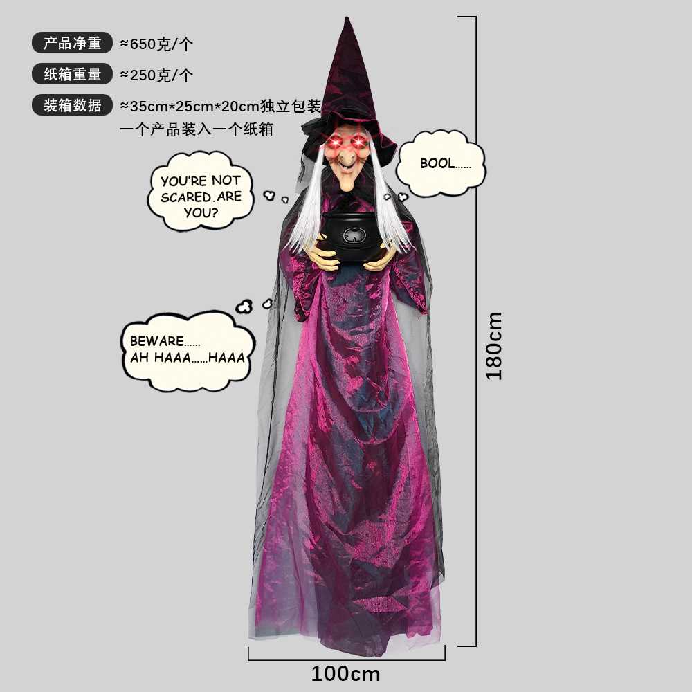 Muñeca Fantasma Colgante con Voz Activada, Brillante y que Grita, para Decoración de Halloween, Casa Embrujada, Escape Room, Serie Bruja