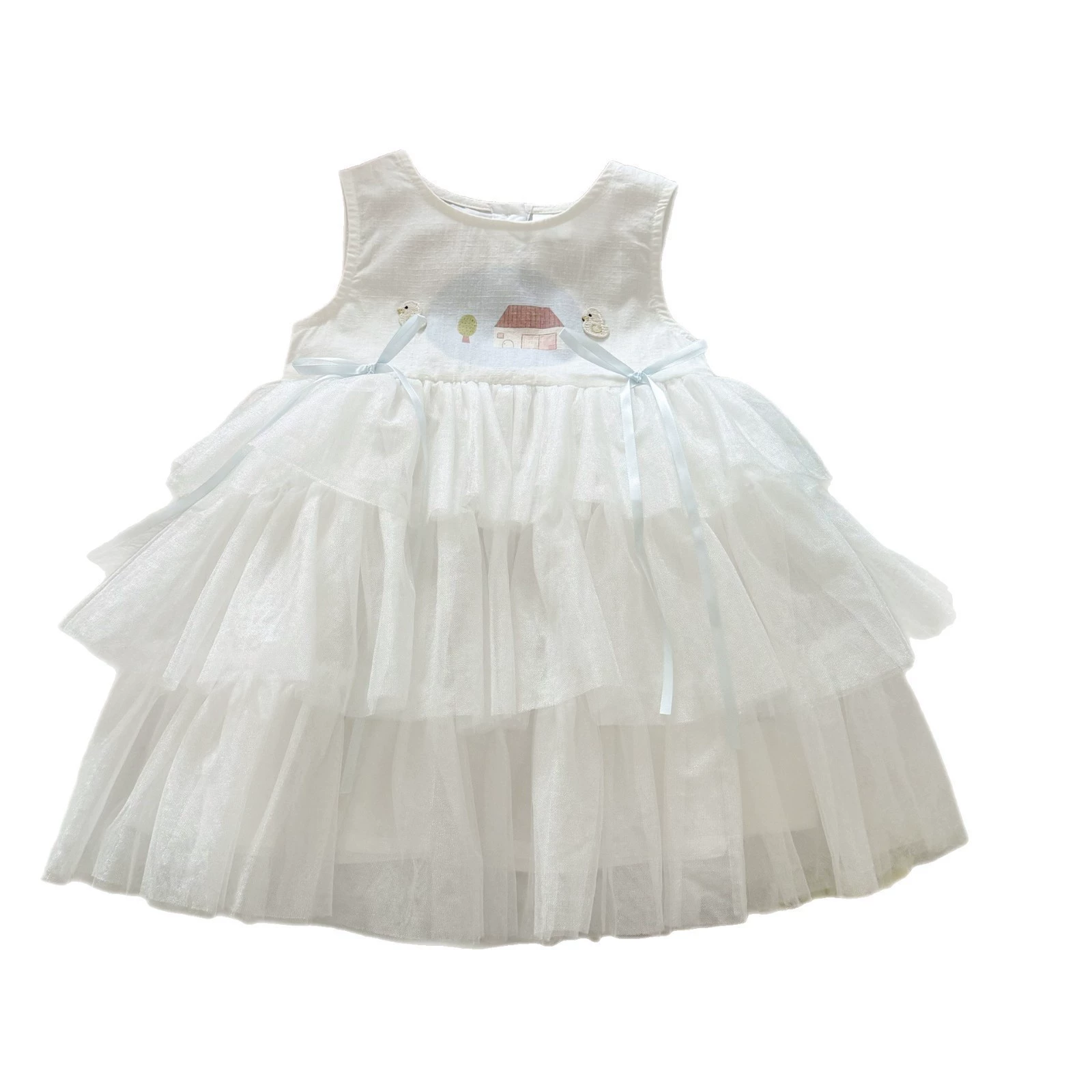 Children's summer sleevless dress sleevless, girl's skirt, small princess costume, western style