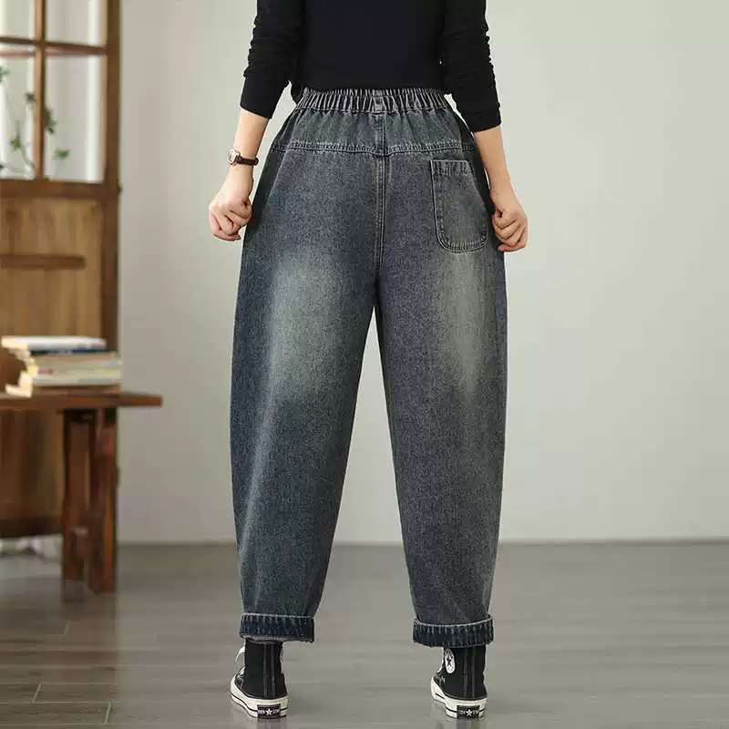 Autumn trousers, jeans, Korean style, plus size