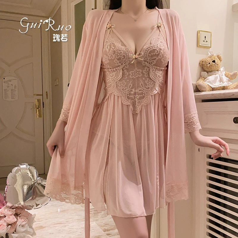 Кружевное нижнее белье, платье-slip, комплект, плюс size, стиль легкой роскоши