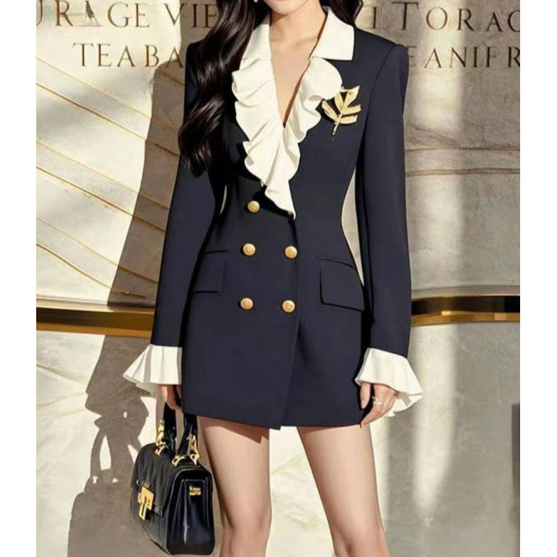 D6C2025 Autumn and Winter New Powerful Women's Formal Occasion Petite French Style Professional Suit Dress