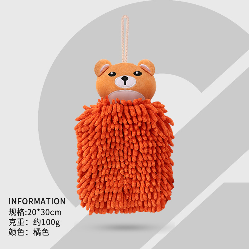 Toalla de mano de chenille de oso de dibujos animados colgando absorbente engrosada toalla de mano creativa para niños bola de mano de chenille