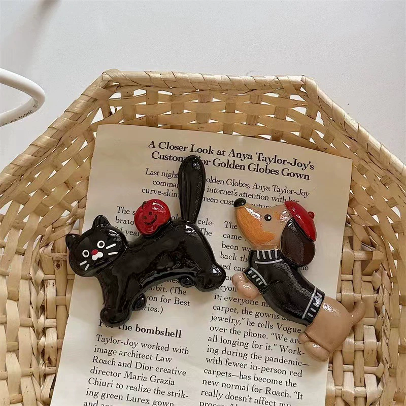 Милый и милый щенок наклейка на холодильник креативная котенок такса декоративная магнитная наклейка сообщения