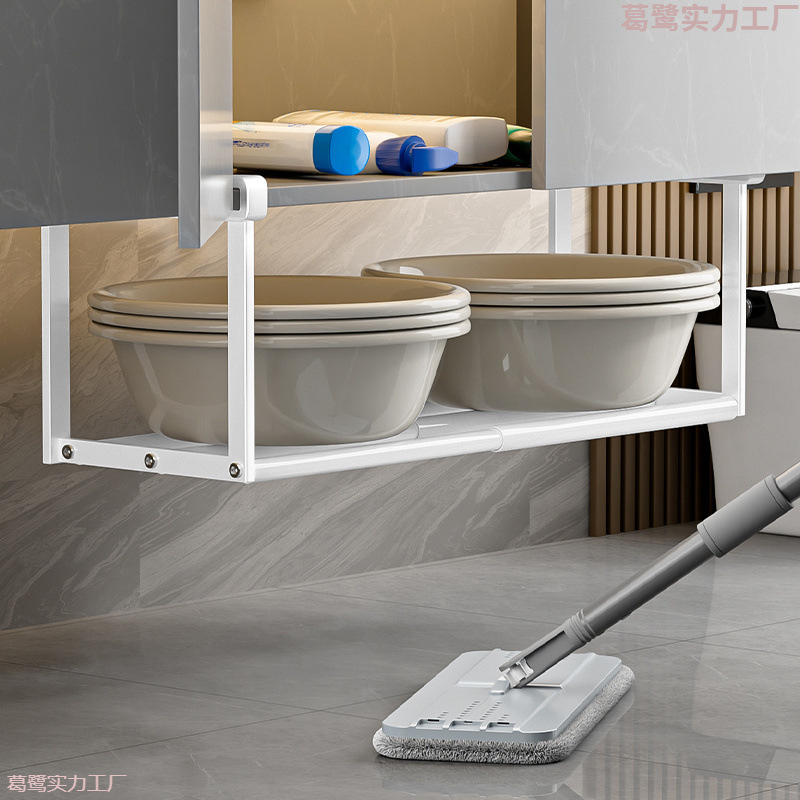 洗面器伸縮可能収納棚洗面器浴室キャビネット下洗面器トイレ穴なし洗面台式鉄芸棚|undefined