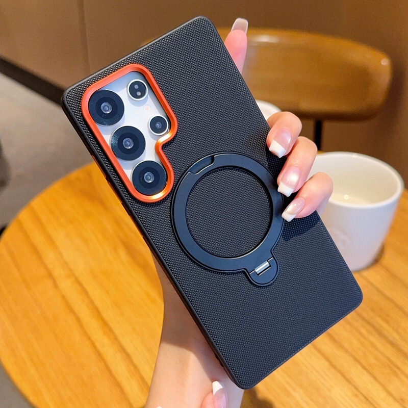 Suitable for Samsung S25Ultra High-End Gold Armor Mobile Phone Case S25 Rotating Stand S24 Magnetic Protective Cover for Men and Women