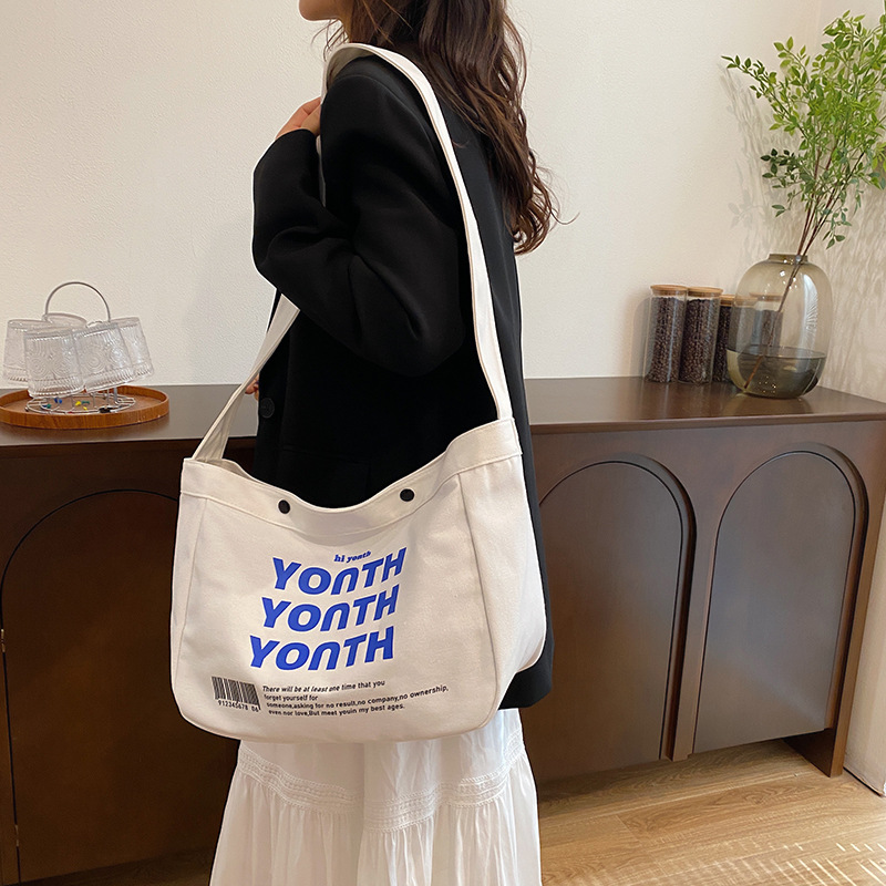 Korean-style canvas bag, artistic Japanese-style Instagram simple single-shoulder bag, school student schoolbag, men's large-capacity commuting bag undefined