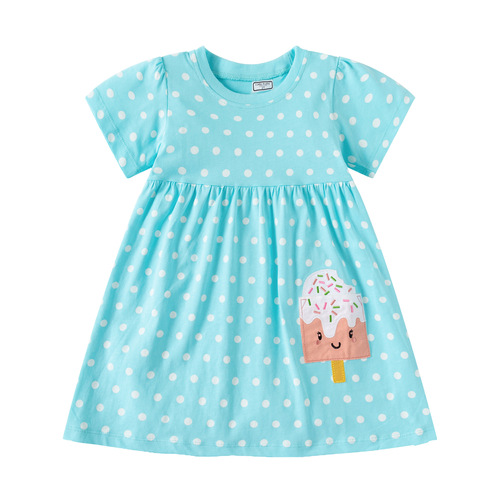 Little Buddy Summer 2-7 Years Old European and American Style Cartoon Polka Dot Children's Dress and Dress Princess Dress One Size