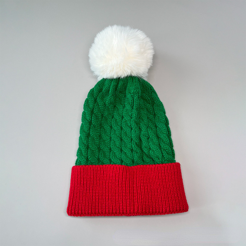 欧米のクリスマス帽毛糸帽秋冬保温毛玉帽子Merry Christmas Bell Hat|undefined