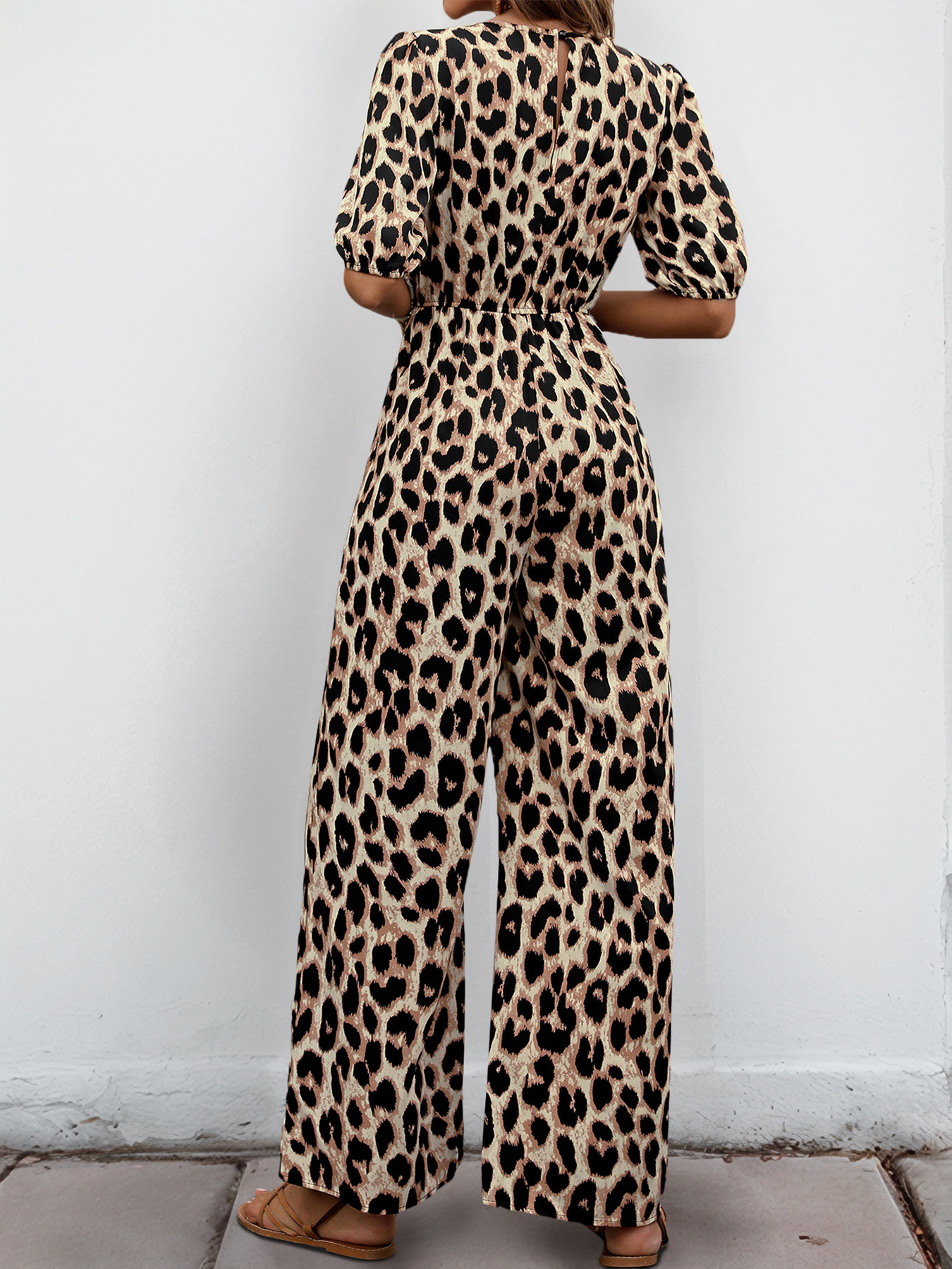 Summer Jumpsuit Tied High Waist Leopard Print Jumpsuit