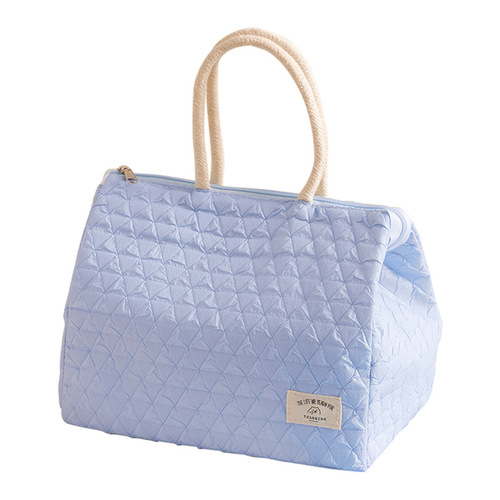 Outdoor picnic large-capacity thermal and cold insulation bag Internet celebrity rhombus zipper lunch box bag student lunch bag handbag