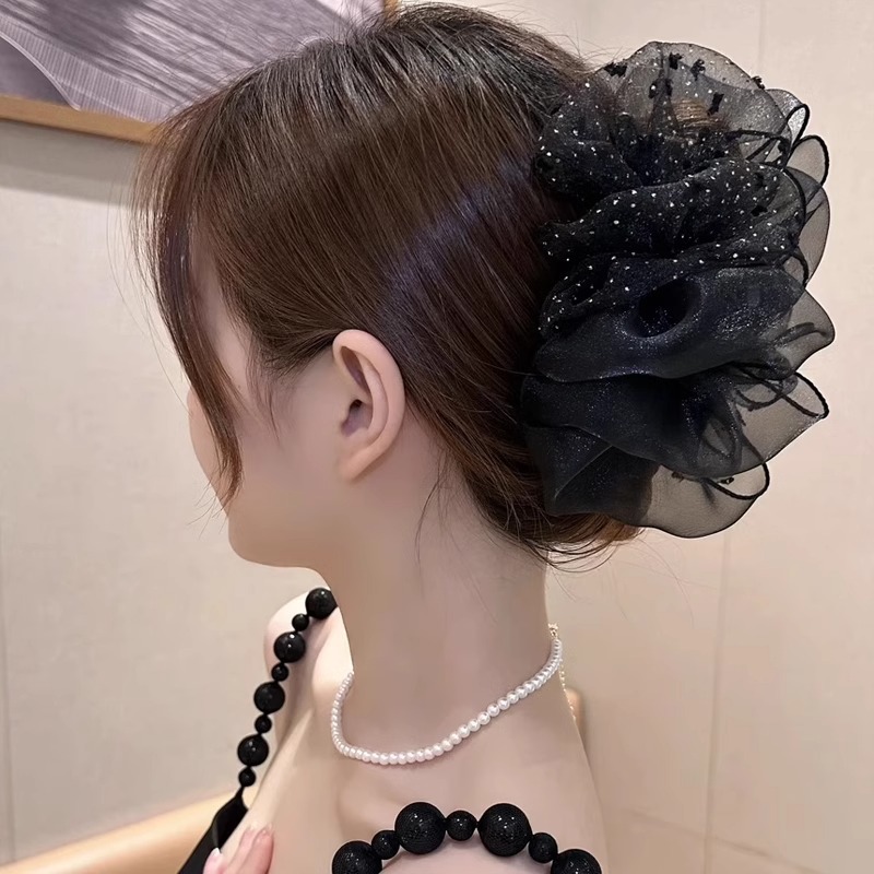De alto grado de nube pluma arco horquilla Internet Celebrity todo partido tiburón clip de hadas mullido agarre grande malla accesorios para el cabello