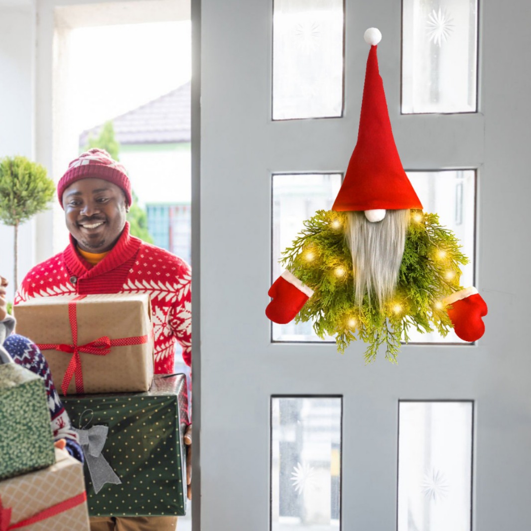 Transfronterizos luminosos sin cara guirlandas de navidad para ancianos restaurantes bar decoración navideña props decoración navideña colgantes de guirlandas
