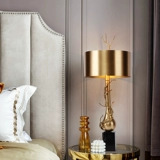 后现代创意台灯设计师样板间装饰床头灯个性全铜树枝大理石茶几灯