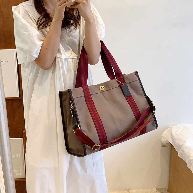 Bolsos para mujer, bolsos cruzados de moda, nuevos bolsos de lona retro simples, bolsos de mano de colores contrastantes de tendencia nicho