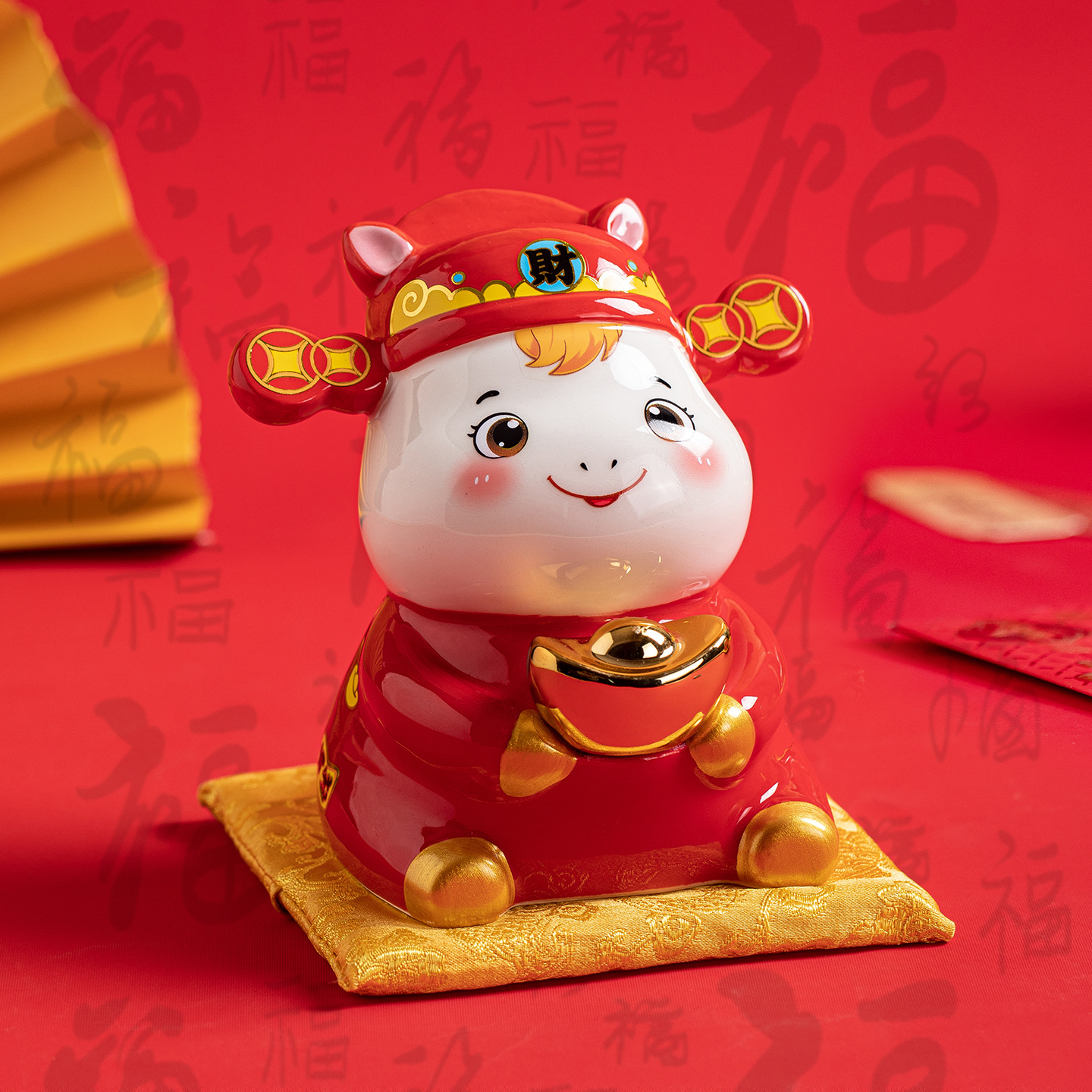 陶瓷摇手招财猫摆件开业乔迁店铺收银前台家居摆件礼品招财猫批发