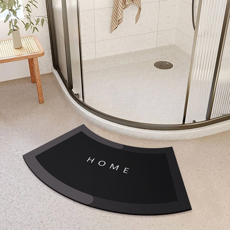 Curved bathroom floor mat diatom mud absorbent non-slip quick-drying floor mat bathroom foot mat semicircular fan-shaped floor mat wholesale