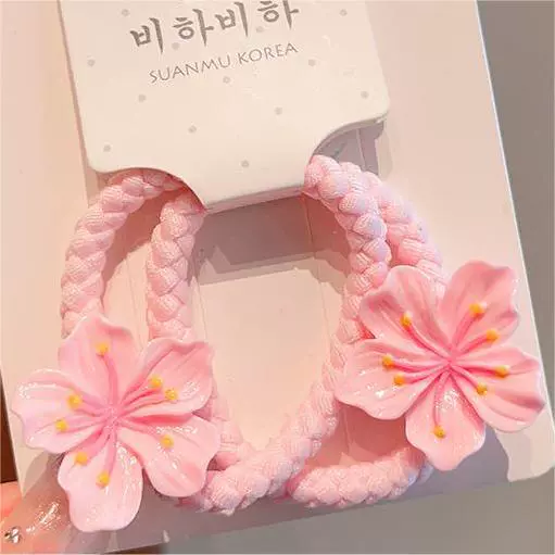 Аксессуары для волос: клипсы с цветами вишни и резинки, оттенок фуксии Sakura