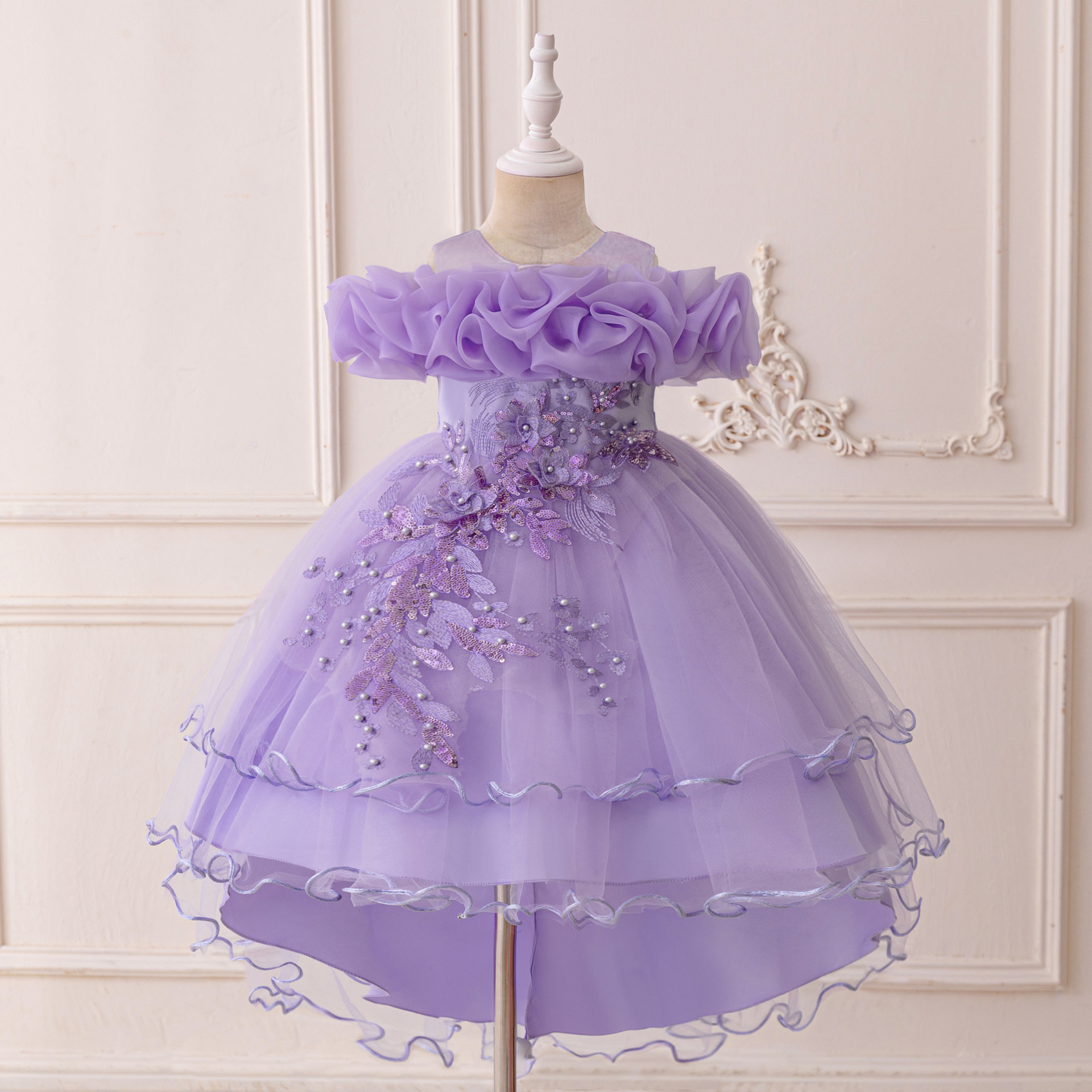 Vestidos para niños, vestidos de princesa, mangas abullonadas con lentejuelas, vestidos de fiesta para niñas, vestidos de fiesta para bebés