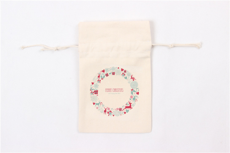 A245 logo printed canvas storage bag with drawstring closure, gift pocket, portable for Christmas packaging gifts undefined