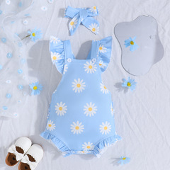 2024 New Collection Kids' Clothing: Baby Summer Short-Sleeve Casual Romper with Headband, Girls' Jumpsuit with Headwear, Infant One-Piece Coverall