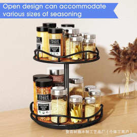 跨境木质可旋转桌面置物架双层史丹利水杯收纳架厨房调料瓶储物架