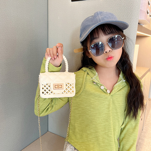  New Trendy Fashion Lattice Simple Solid Jelly Bag Chain Shoulder Bag Mini Small Handbag for Women
