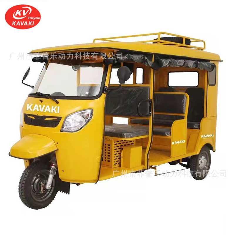 LVKA跨境双排载客三轮嘟嘟车静音水冷汽油半封闭电动三轮观光车